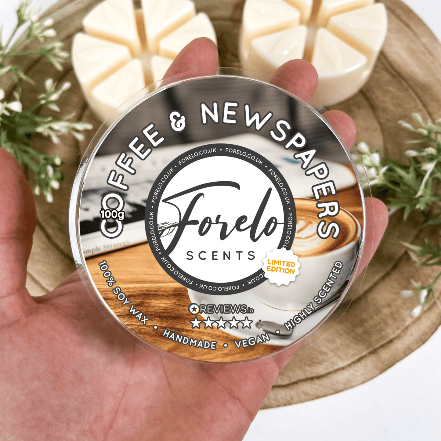 Coffee & Newspapers Soy Wax Melt – Rich Coffee & Vanilla Home Scent - Forelo Scents