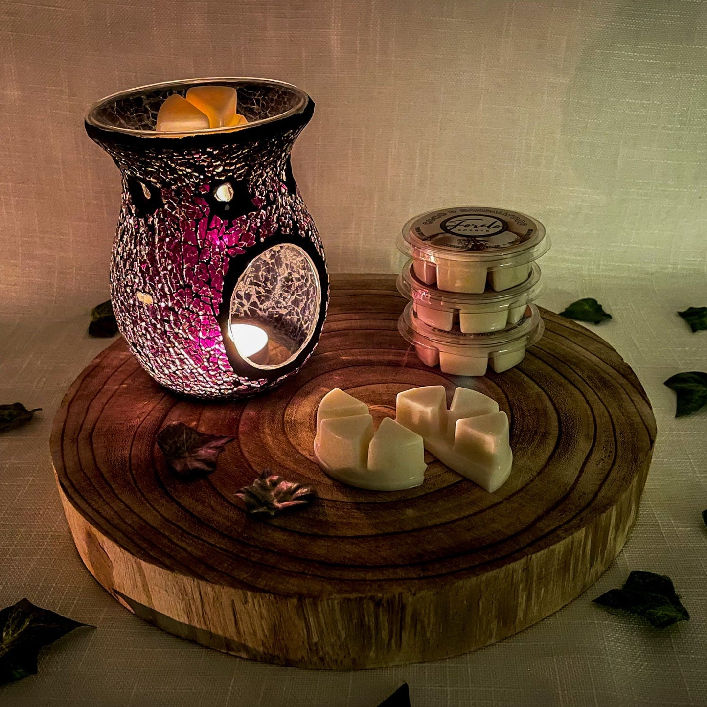 Crackle Glass Burner & Wax Melt Bundle - Forelo Scents