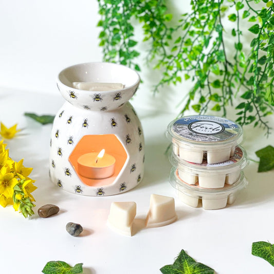 Bee Happy Ceramic Burner & Wax Melt Bundle - Forelo Scents
