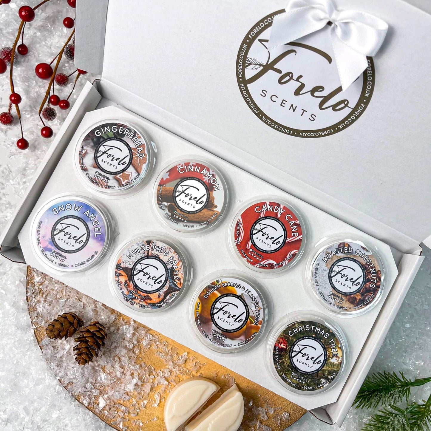 Christmas Wax Melts Set - Sample Box with Festive Selection - Forelo Scents