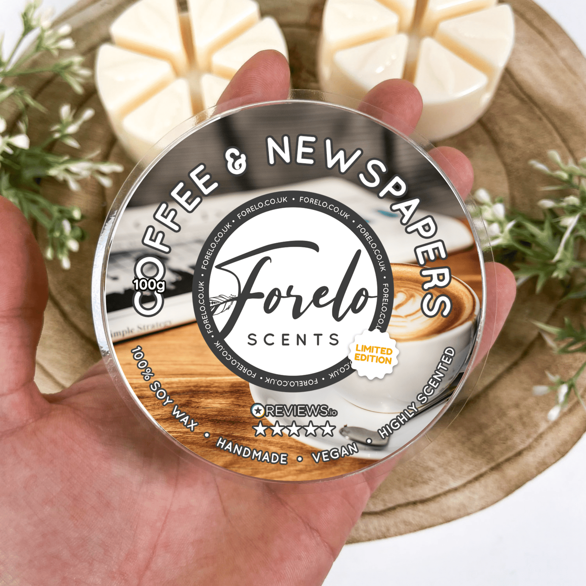 Coffee & Newspapers Soy Wax Melt – Rich Coffee & Vanilla Home Scent - Forelo Scents
