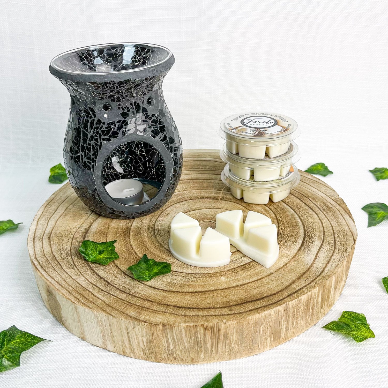 Crackle Glass Burner & Wax Melt Bundle - Forelo Scents