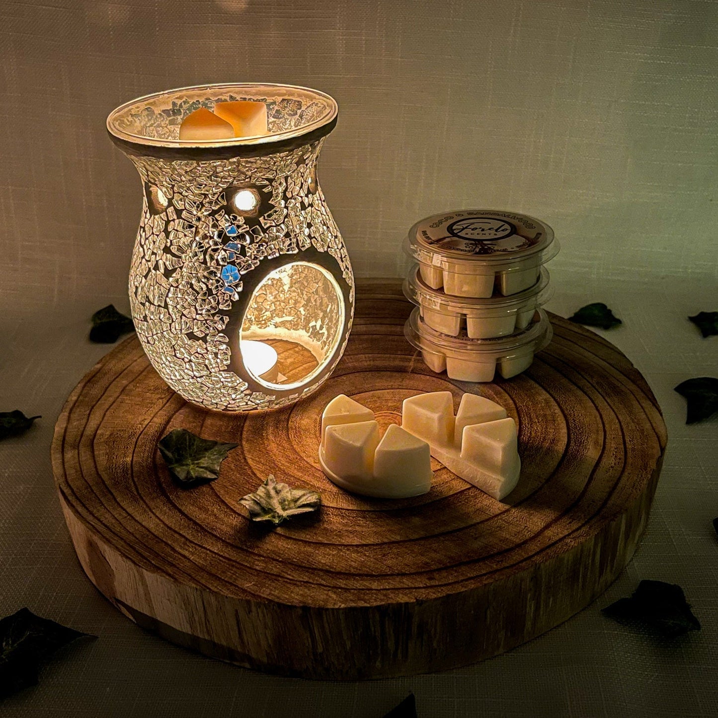 Crackle Glass Burner & Wax Melt Bundle - Forelo Scents