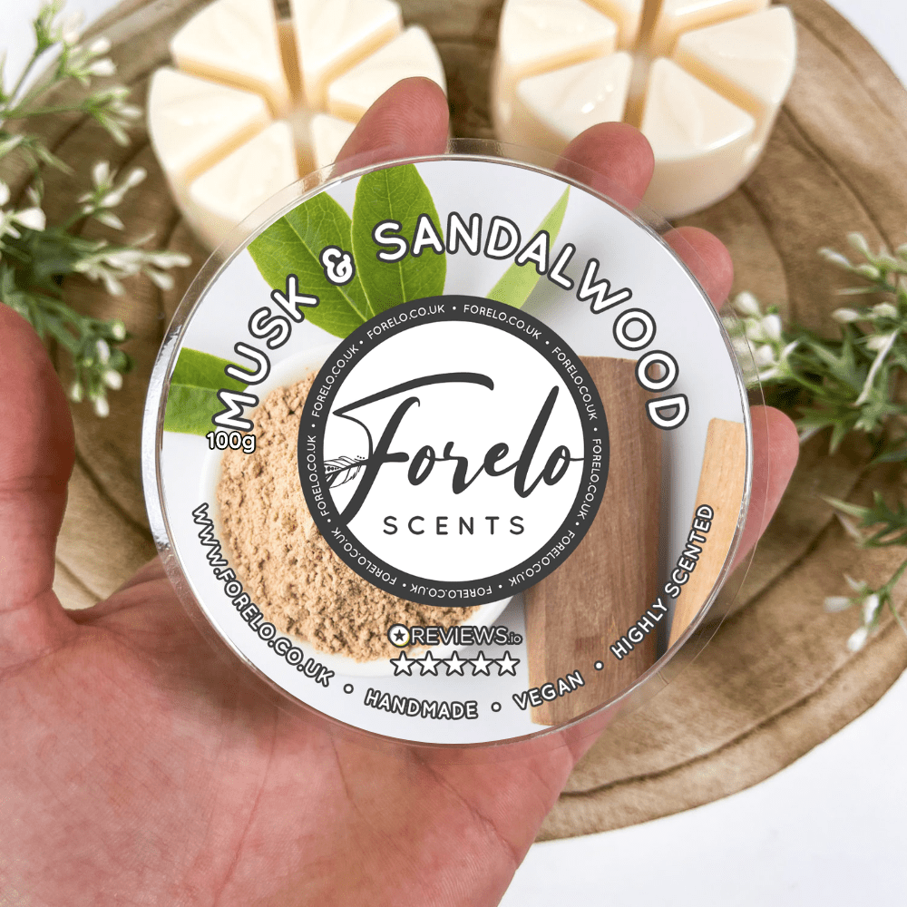 Musk & Sandalwood Soy Wax Melt – Warm, Woody Home Fragrance - Forelo Scents