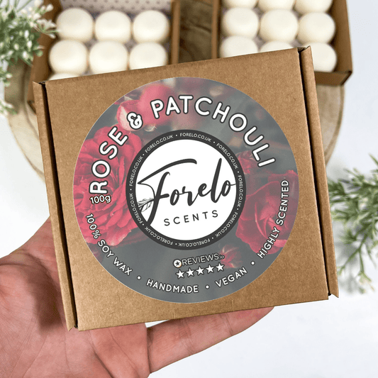 Rose Patchouli Aromatherapy Handmade Wax Melts, 100% Soy Wax - Forelo Scents