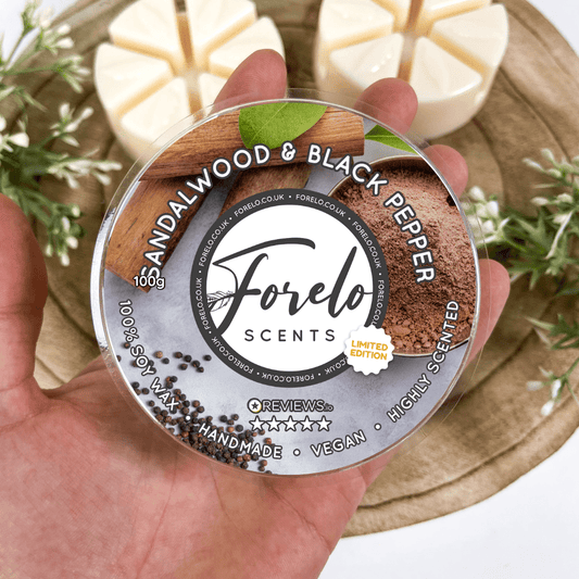 Sandalwood & Black Pepper Soy Wax Melt – Warm, Spicy Home Fragrance - Forelo Scents