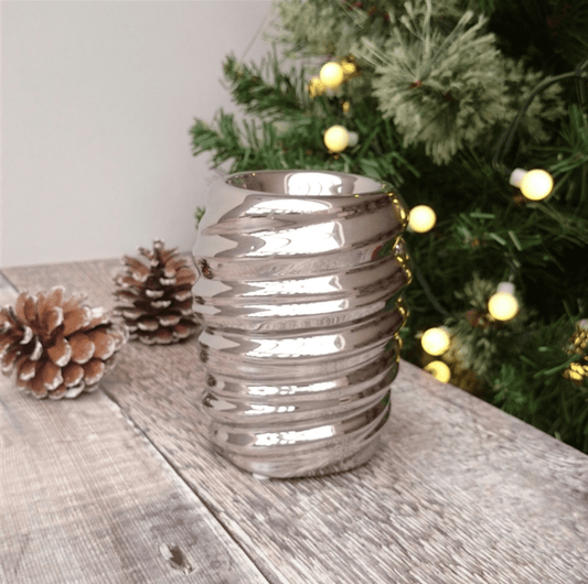 Silver Swirl Ceramic Burner For Home Fragrance Wax Melts - Forelo Scents