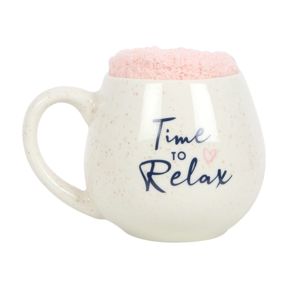 Time To Relax Mug & Fluffy Sock Gift Set – Cozy Pampering Treat - Forelo Scents