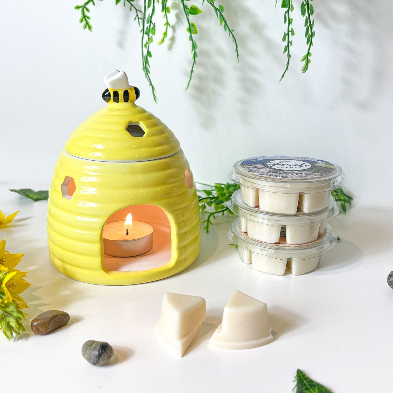Yellow Beehive Burner & Wax Melt Bundle - Forelo Scents